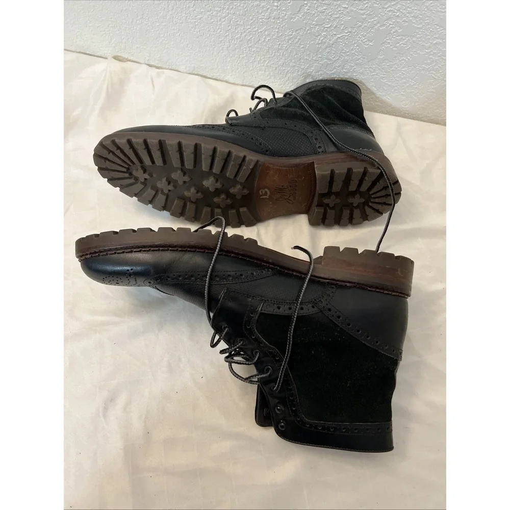 Johnston‎ & Murphy Mens 20-8935 Black Suede Leather Boots Sz 13M Greer Wingtip